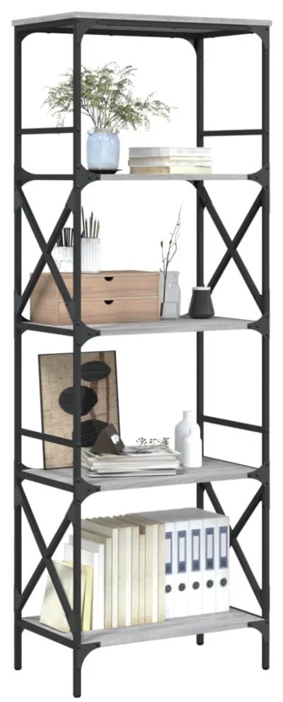 5 szintes szürke sonoma szerelt fa könyvespolc 59 x 35 x 171 cm