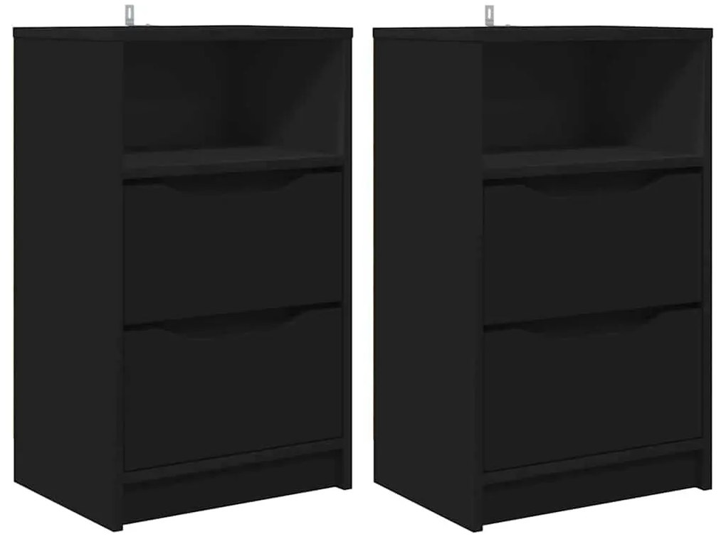 Éjjeliszekrények fiókkal 2 pcs Fekete 40 x 30 x 467 cm Faanyag