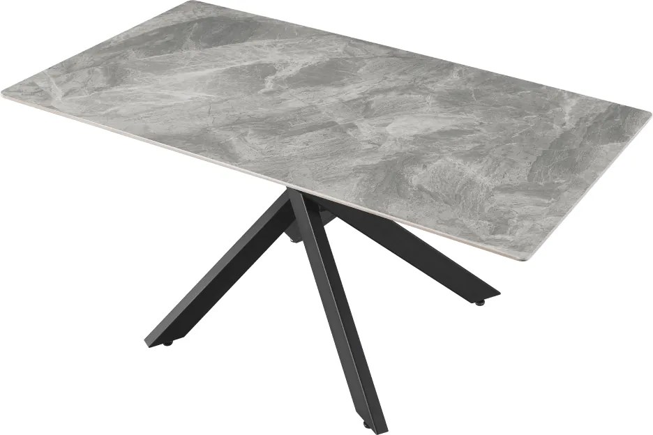Étkezőasztal, világosszürke/fekete, 160x90 cm, ZENOS