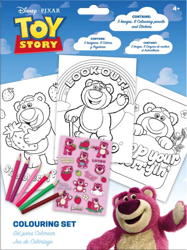 Disney Játékháború Lotso Strawberry színező szett matricával