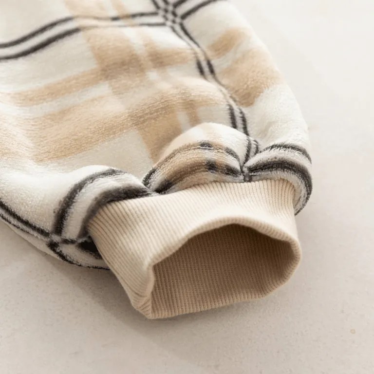 báránybunda hatású kapucnis, ujjas pléd PLAID, krém színű