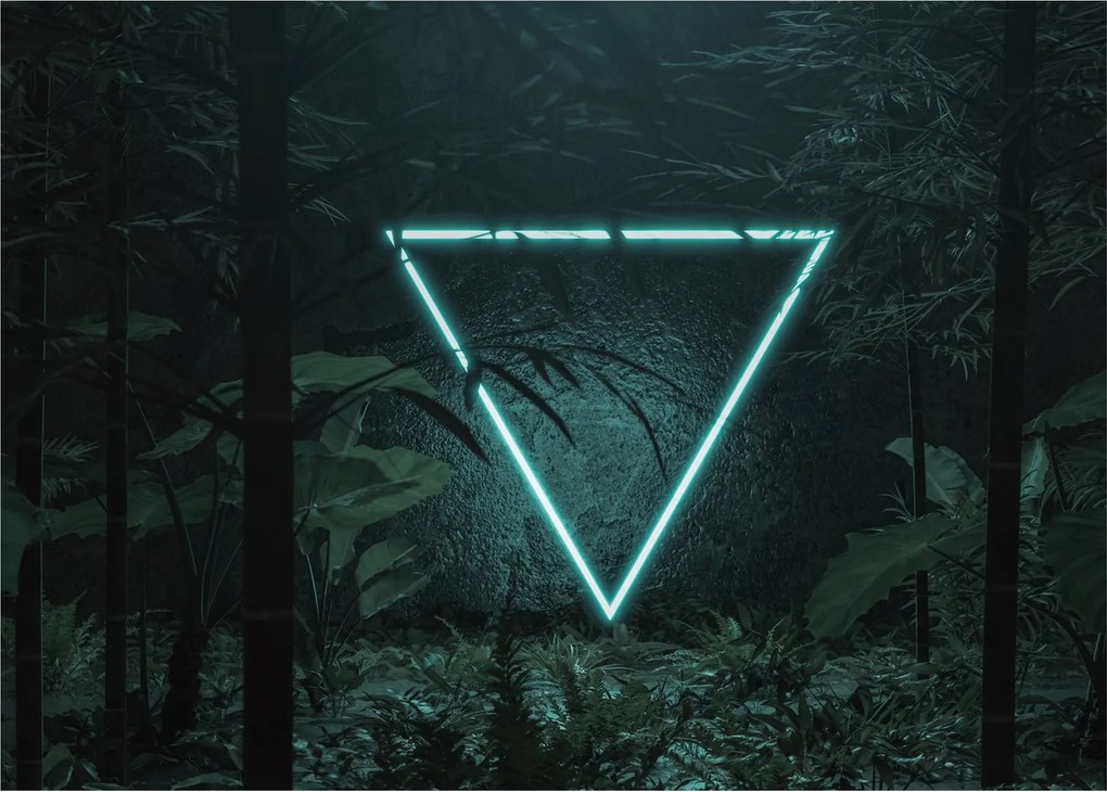 Kép - Neon háromszög a dzsungelben (üvegen) (70x50 cm)