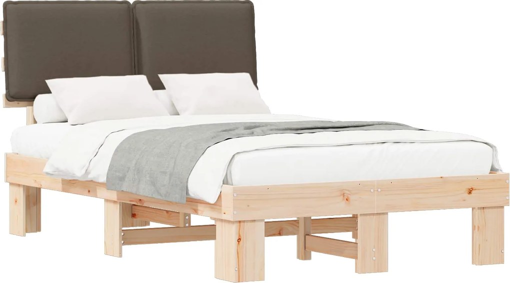 vidaXL Ágykeret Kárpitozott Fejtámlával Tópszínű 120 x 200 cm