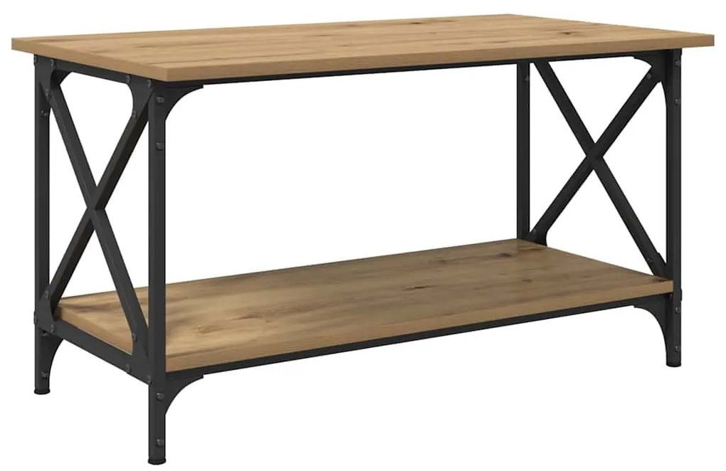 Dohányzóasztal kézműves tölgy 80 x 45 x 45.5 cm Faanyag