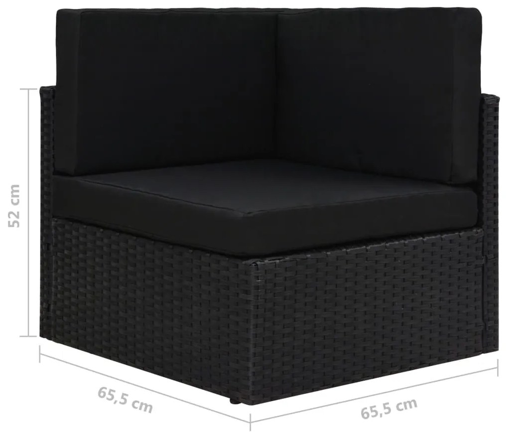 fekete polyrattan sarokkanapé-elem