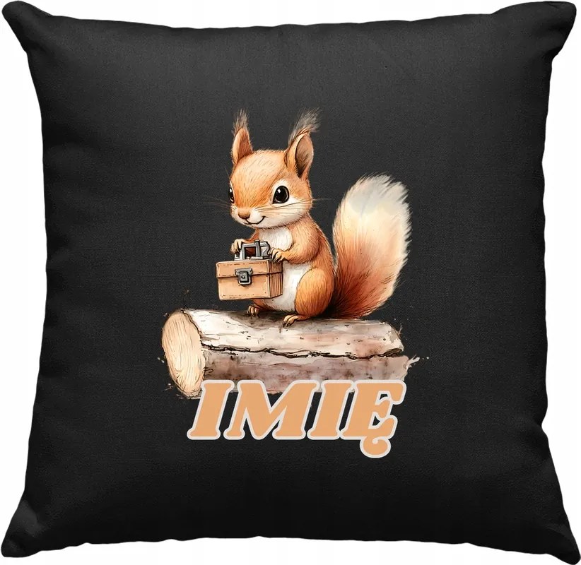 Gyerek párna Mókus +Név Fekete