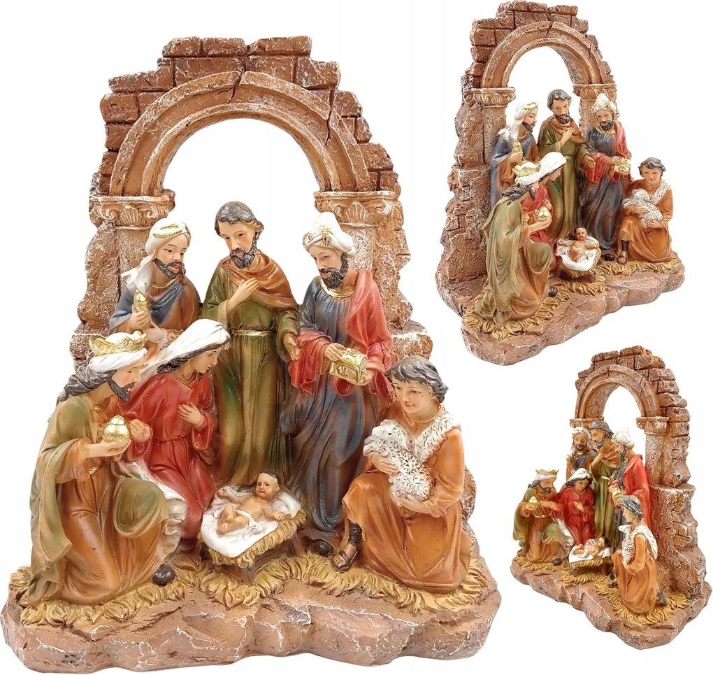 Karácsonyi Betlehem Három Királlyal Dekorációs Figura 28 cm