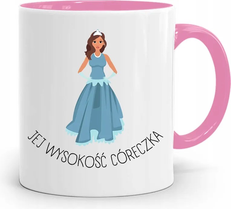 Rózsaszín Bögre Ajándék Lányának Magasság Lánya fényképes nyomattal