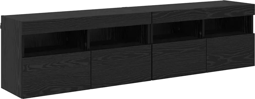 vidaXL TV Fali Szekrények 2 pcs Fekete tölgy 80 x 30 x 40 cm Faanyag