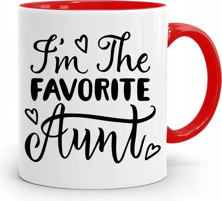 Piros Ajándék Bögre IM The Favorite Néniknek fényképes nyomtatással