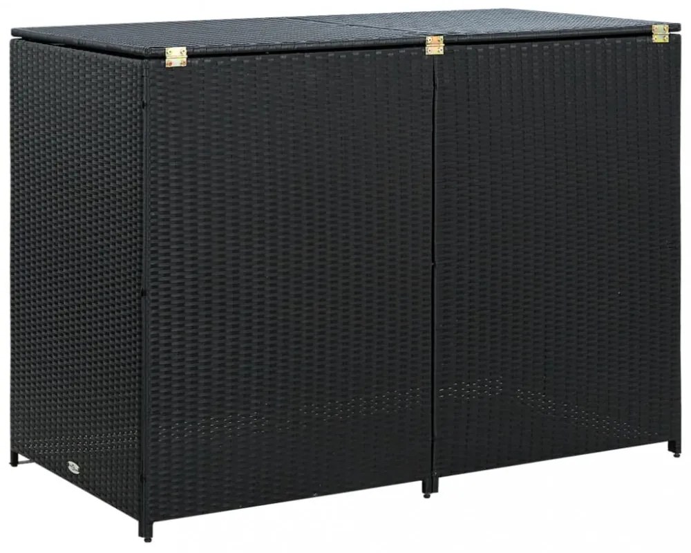 fekete rattan dupla tároló gurulós kukához 148 x 80 x 111 cm