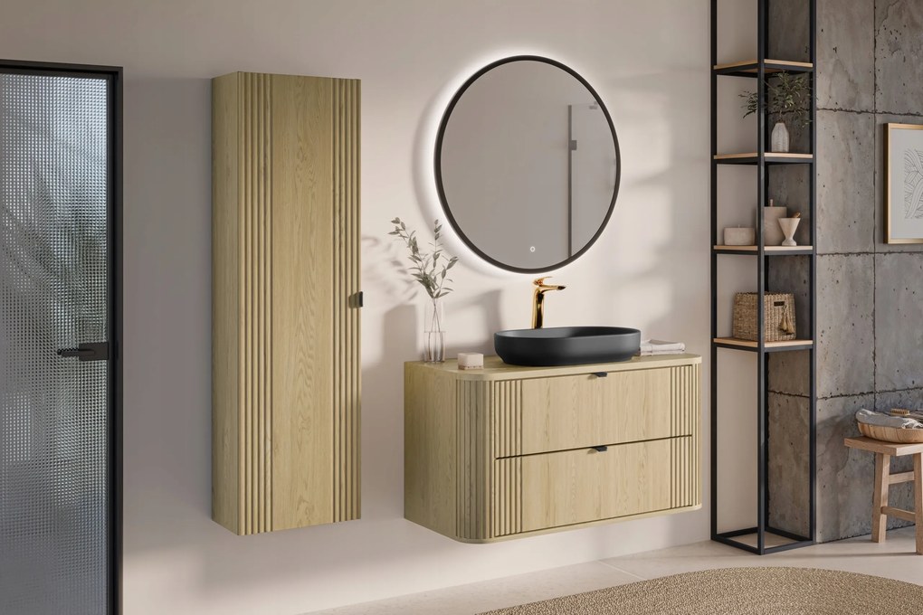 Bútorszett 100cm-es munkalappal, River pultra szerelhető mosdóval és magas szekrénysel