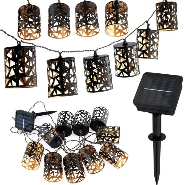 LED Napelemes lánc 10xE12/3,65m IP44 meleg fehér