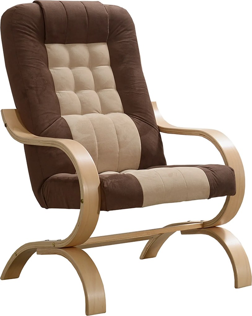 Fotel, szürkésbarna Taupe/barna/tölgy, GURU