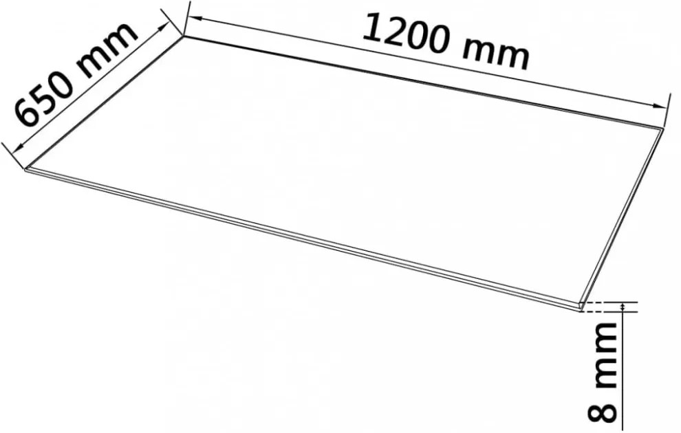 edzett üveg asztallap téglalap alakú 1200 x 650 mm