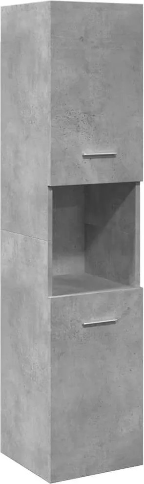 vidaXL betonszürke szerelt fa függő fürdőszobaszekrény 30x30x130 cm