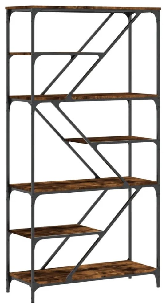 füstös tölgy szerelt fa és acél könyvespolc 91x36x176 cm