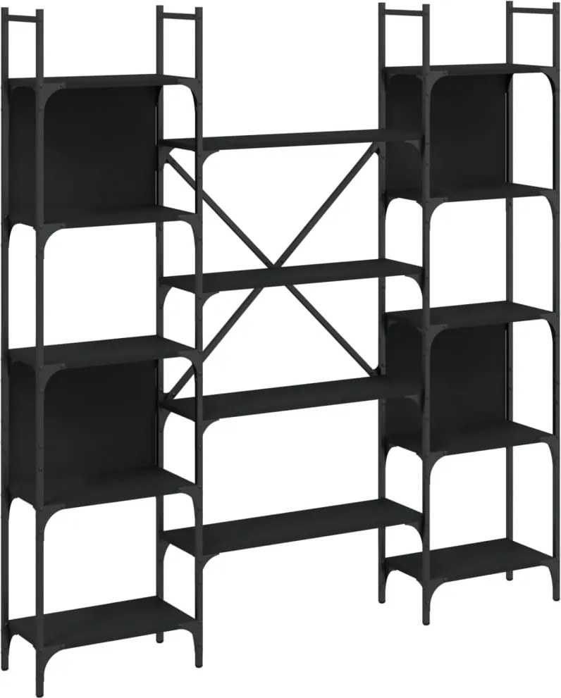 vidaXL fekete szerelt fa könyvespolc 155,5 x 24 x 166,5 cm