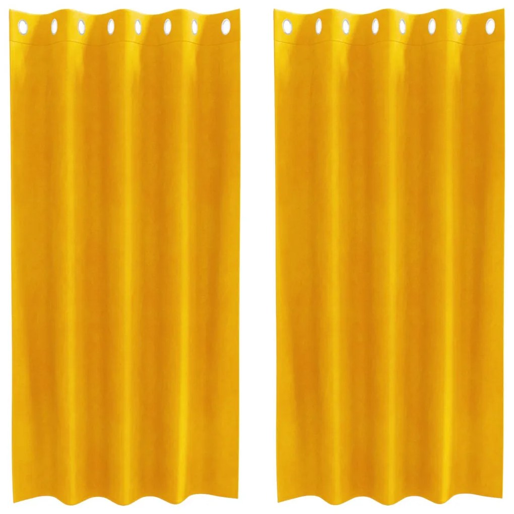 Függönyök függönyökkel 2 pcs Mustár sárga 140 x 175 cm Bársony