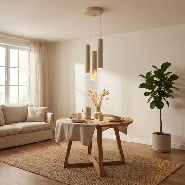 Brilagi - Kábelen függesztett csillár TUBE 3xGU10/15W/230V bézs/arany