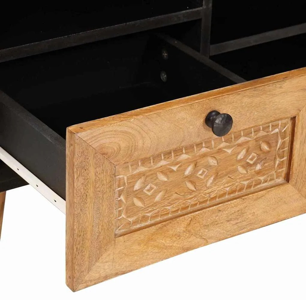 TV szekrény fiókkal Világosbarna 100 x 33 x 46 cm tömör mangófa