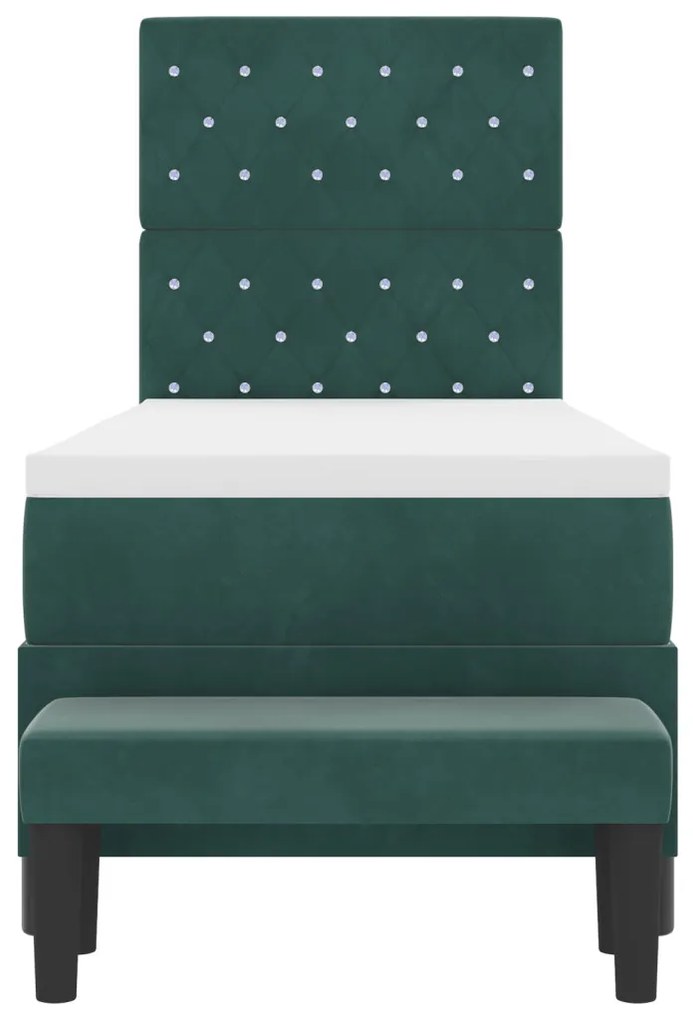 Box Spring Ágy Matraccal & Paddal Sötét Zöld 80x200 cm Bársony