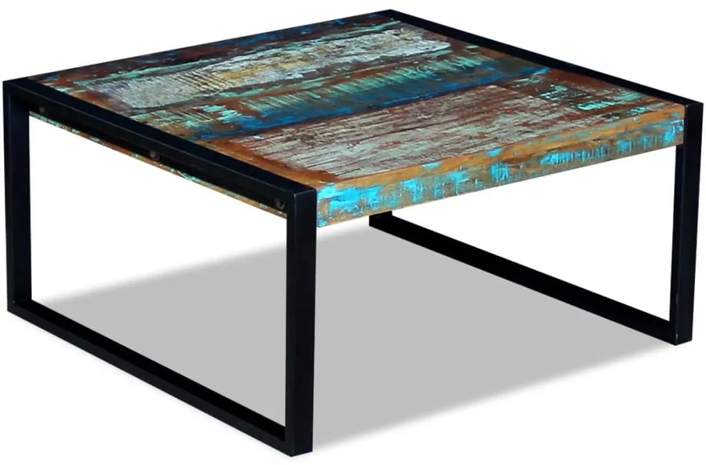 Tömör újrahasznosított fa dohányzóasztal 80 x 80 x 40 cm