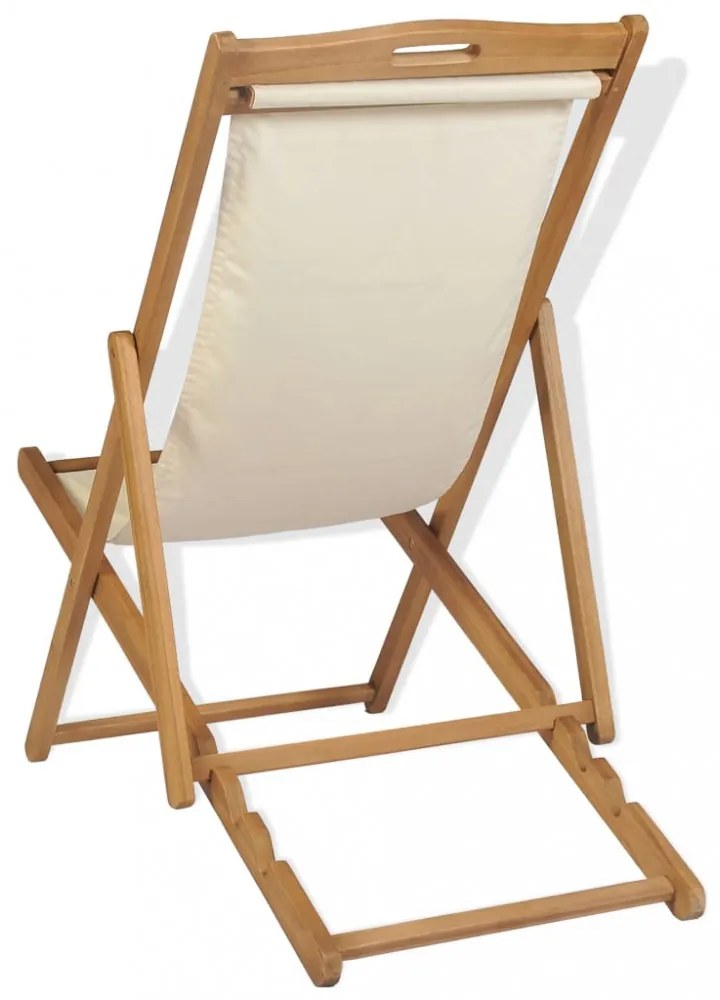 krémszínű tíkfa napozószék 56 x 105 x 96 cm