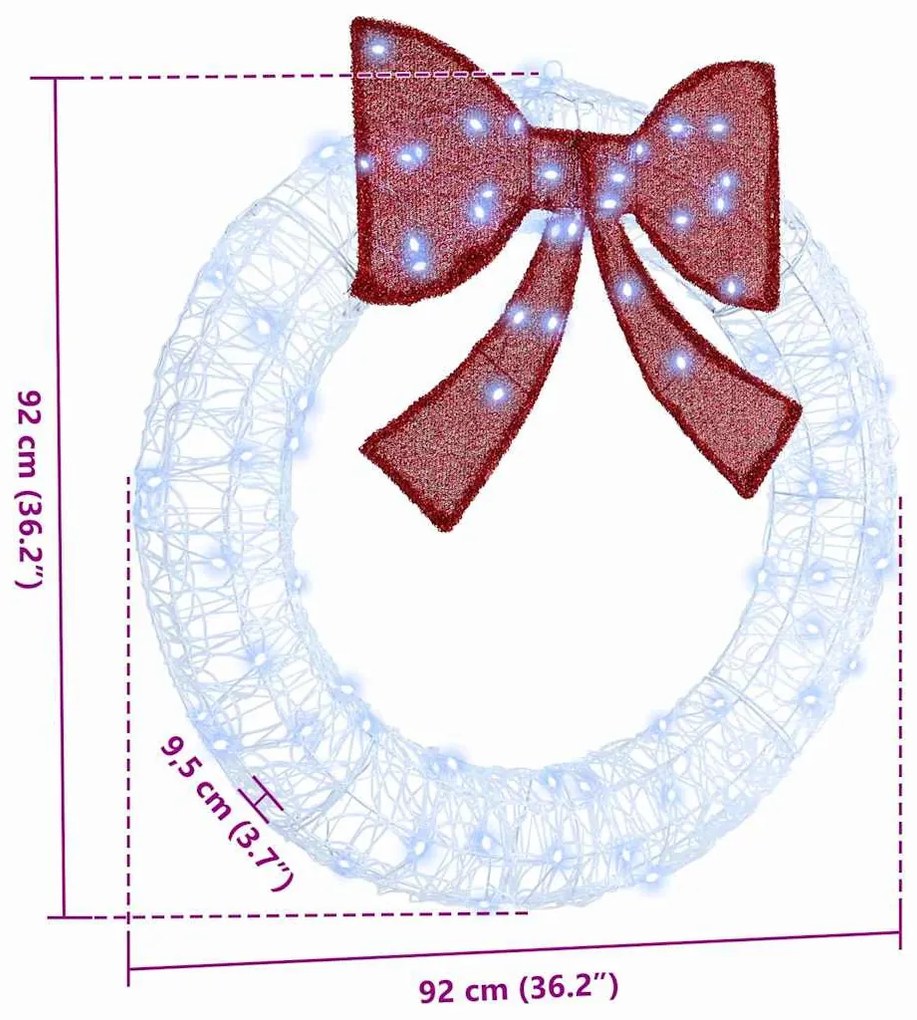 Koszorú 80 LED-del Hideg feher 90 cm Akril