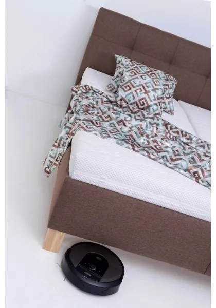 Kárpitozott ágy matraccal és ágyneműtartóval MARIA 160x200 cm barna