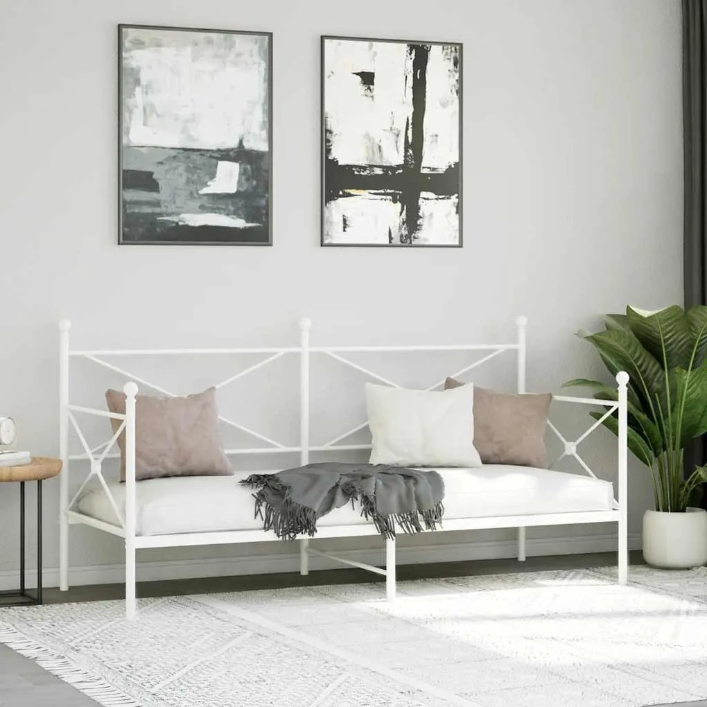 kanapéágy matrac nélkül fehér 80x200 cm acél