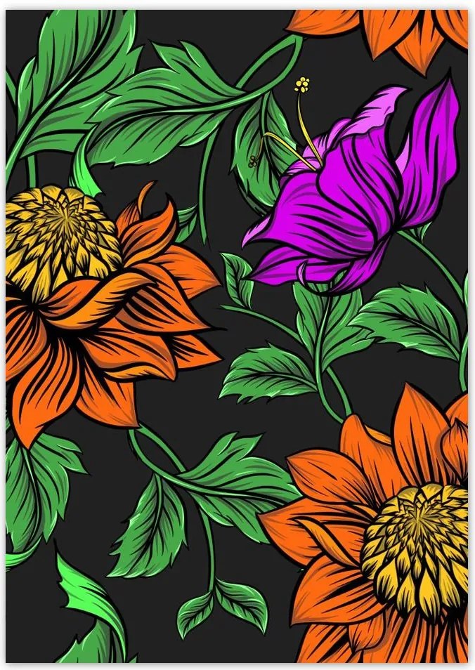 Poszterek A5 Pion Virágok Levelek