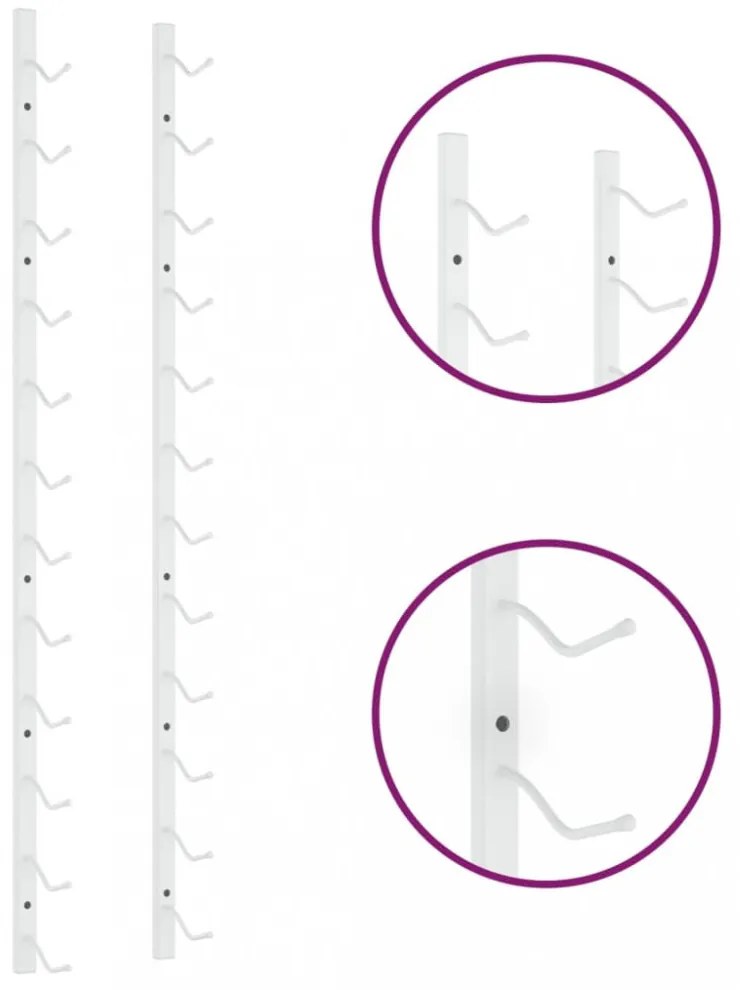 fehér vas falra szerelhető bortartó állvány 12 palacknak