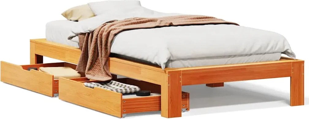 vidaXL viaszbarna tömör fenyőfa ágy matrac nélkül 100 x 200 cm