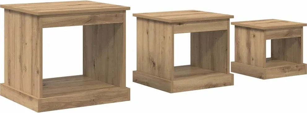 vidaXL Dohányzóasztal 3 pcs Artisan tölgy Faanyag
