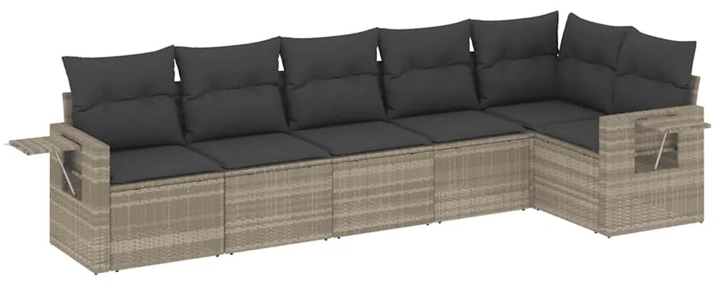 vidaXL 6 részes világosszürke polyrattan kerti ülőgarnitúra párnákkal