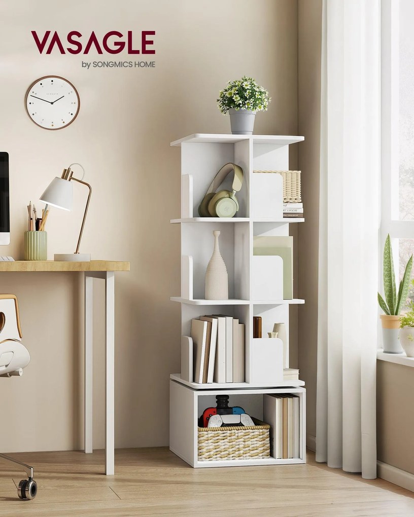 CUSTOS forgatható könyvespolc, 4 szintes tárolószekrény, felhőfehér