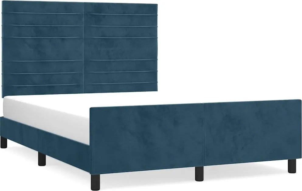 vidaXL sötétkék bársony ágykeret matrac nélkül 140 x 190 cm