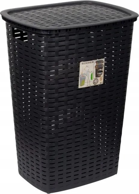 Műanyag szennyestartó kosár fürdőszobába antracit 54 l