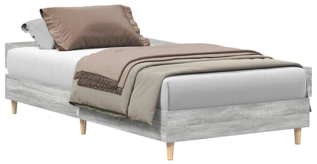 sonoma tölgyszínű szerelt fa ágykeret matrac nélkül 75 x 190 cm