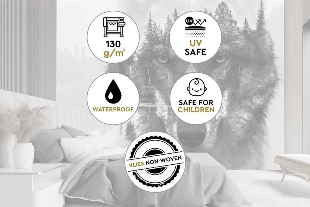 Gario Fotótapéta Farkas és erdő Anyag: Vlies, Méret: 150 x 105 cm