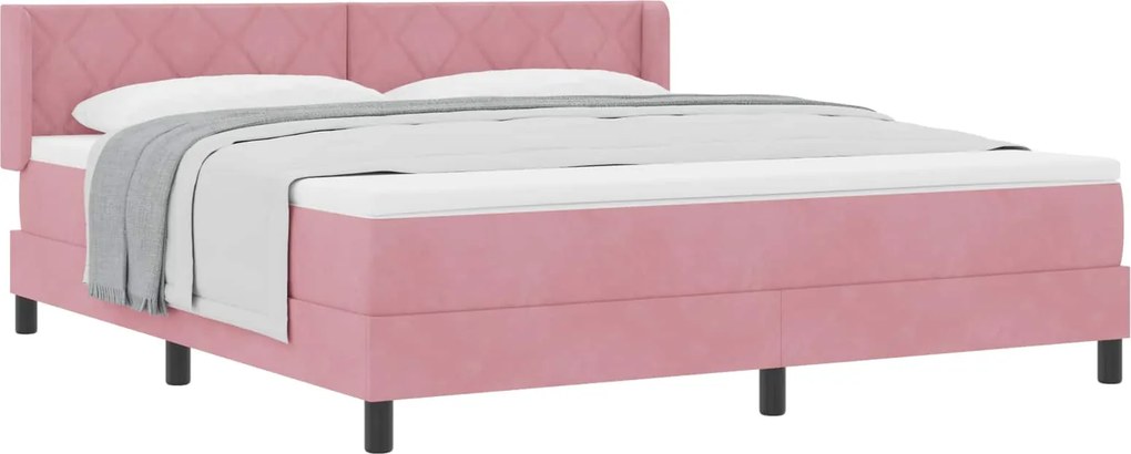 vidaXL Boxrugós ágy matracmal Rózsaszín 200 x 180 cm Poliészter