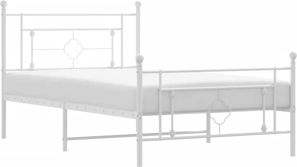 vidaXL fehér fém ágykeret fej- és lábtámlával 107 x 203 cm