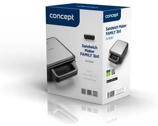 Concept SV3080 - FAMILY 3 az 1-ben pirító 1200W/230V fekete/acél
