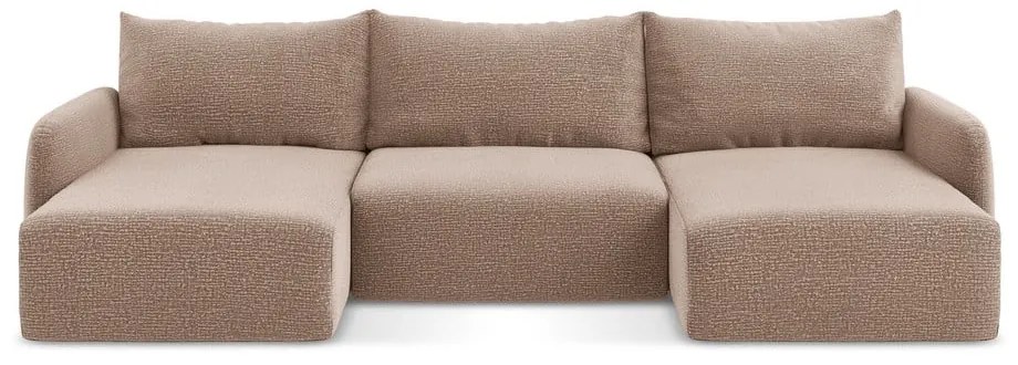 Világosbarna kinyitható-tárolóhelyes sarokkanapé Kalena – Makamii