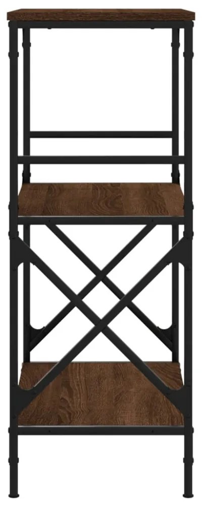 3 szintes barna tölgy szerelt fa könyvespolc 56 x 35 x 90,5 cm
