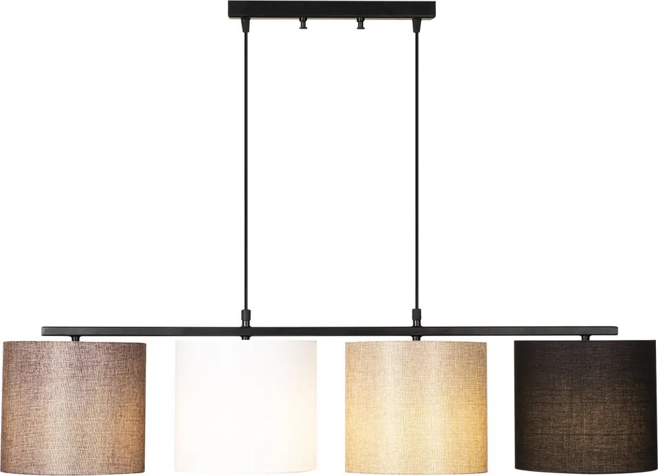 Valiz 4721 fekete-fehér-krém-barna fém és szövet függőlámpa, 110 x 25 cm, 4 izzós