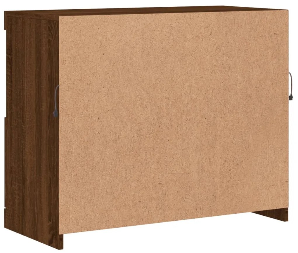 barna tölgy színű tálalószekrény LED-ekkel 81 x 37 x 67 cm