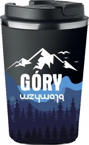 Prémium Termo Bögre fekete ajándék Férfi apák napja a hegyekben KT_370