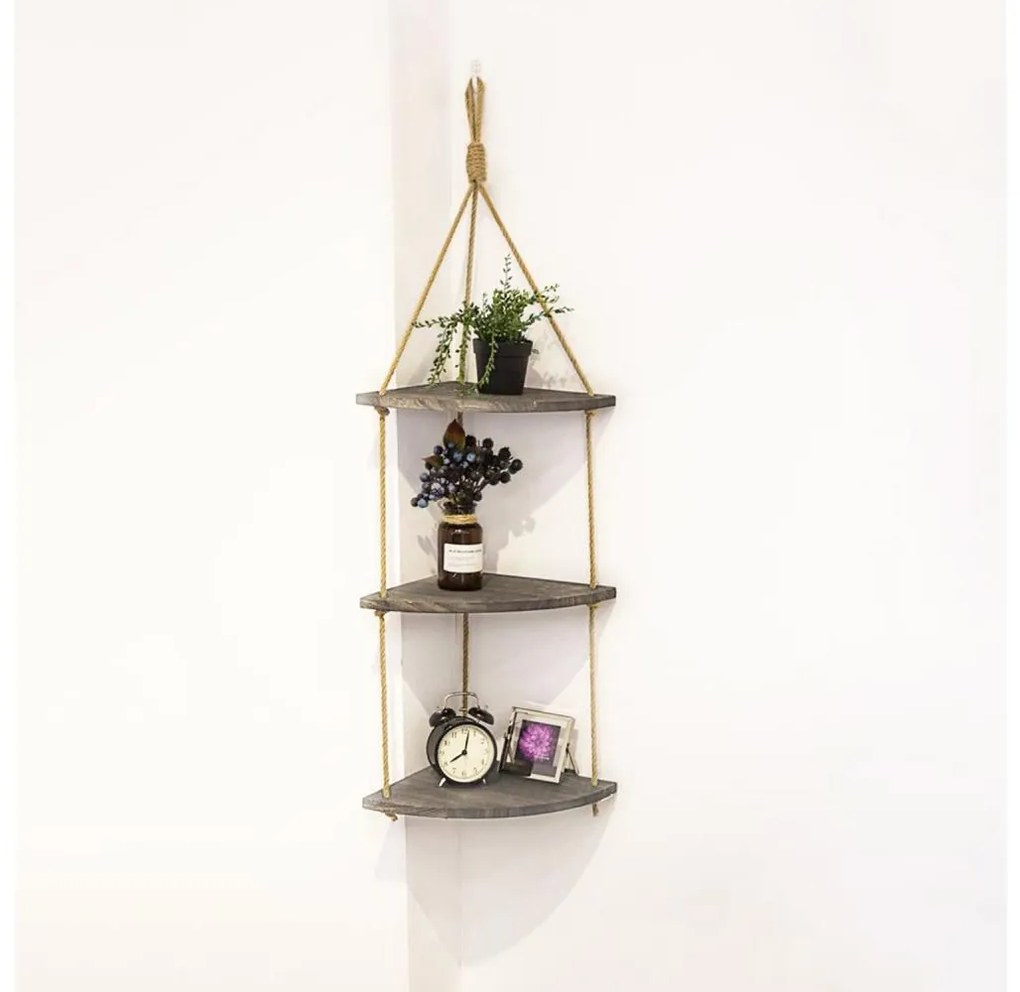 Függő sarki polc 90x25 cm barna